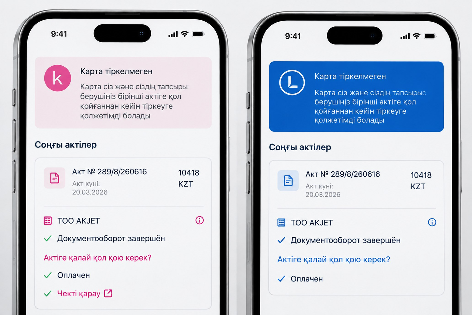 Приложение исполнителя AKJET в двух вариантах брендинга: фирменный AKJET и под брендом компании